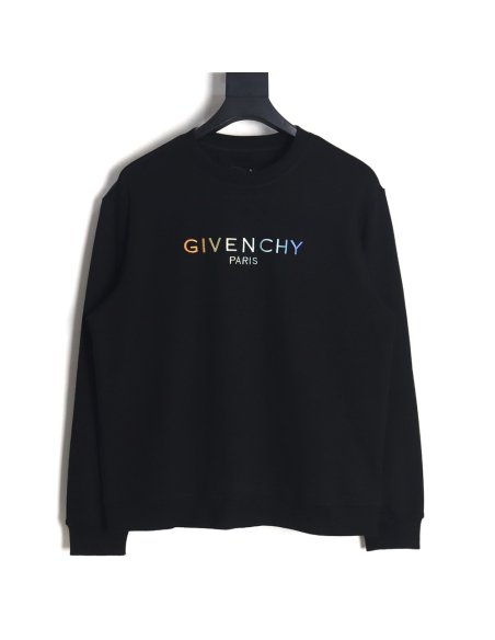 Givenchy rainbow gradient embroidered crewneck sweatshirt,Givenchy