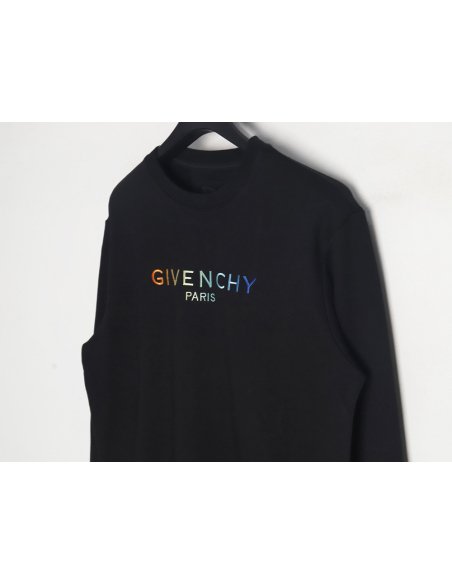 Givenchy rainbow gradient embroidered crewneck sweatshirt,Givenchy
