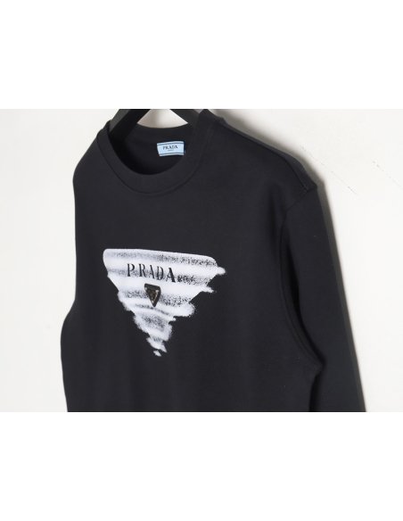Prada Phantom Triangle Logo Print Crewneck Sweatshirt TSK1,Prada