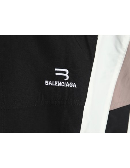 Balenciaga double hook embroidery color block stand collar jacket,Balenciaga