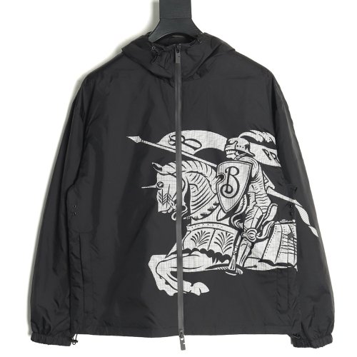 Burberry Equestrian Rider Logo Nylon Jacket,Burberry
