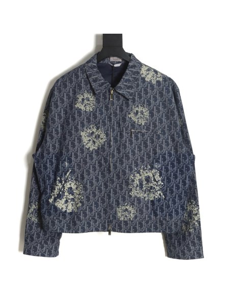 Dior 23ss new full printed old flower zipper jacket,Dior