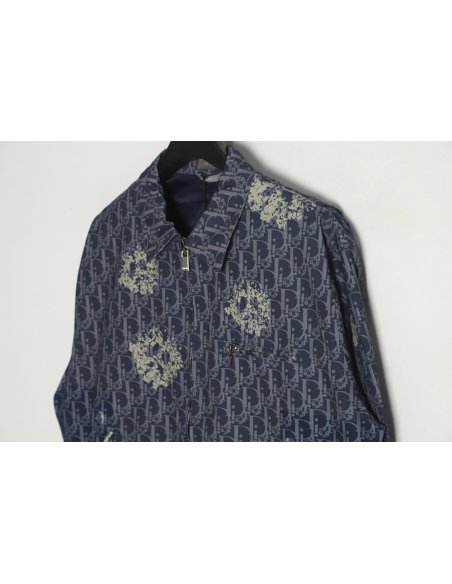 Dior 23ss new full printed old flower zipper jacket,Dior