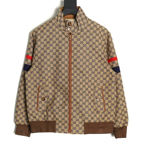 Gucci stand-up collar double G canvas long-sleeved jacket,Gucci