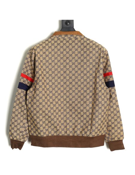 Gucci stand-up collar double G canvas long-sleeved jacket,Gucci