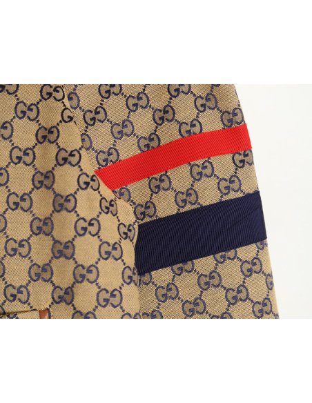 Gucci stand-up collar double G canvas long-sleeved jacket,Gucci
