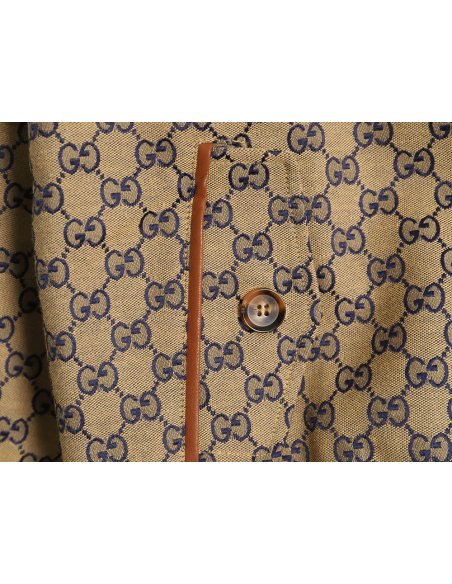 Gucci stand-up collar double G canvas long-sleeved jacket,Gucci
