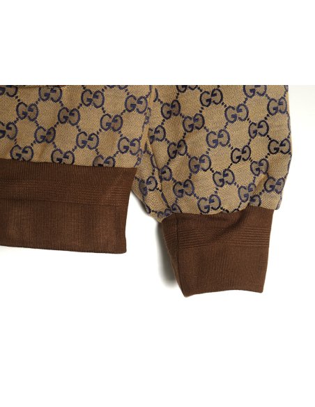 Gucci stand-up collar double G canvas long-sleeved jacket,Gucci
