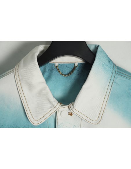 Louis Vuitton 22FW crushed ice blue splash ink denim jacket,Louis Vuitton