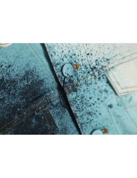 Louis Vuitton 22FW crushed ice blue splash ink denim jacket,Louis Vuitton