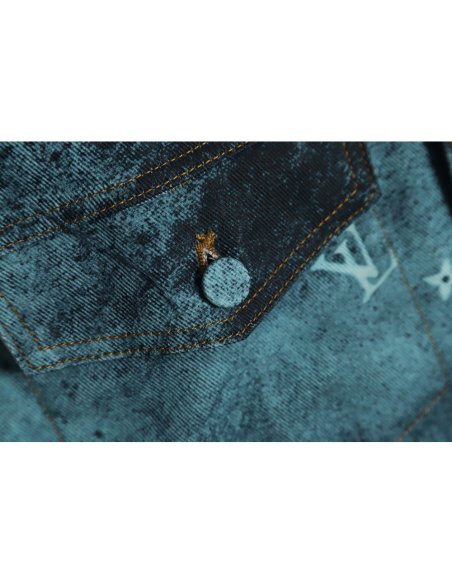 Louis Vuitton 22FW crushed ice blue splash ink denim jacket,Louis Vuitton