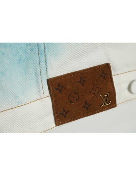 Louis Vuitton 22FW crushed ice blue splash ink denim jacket,Louis Vuitton