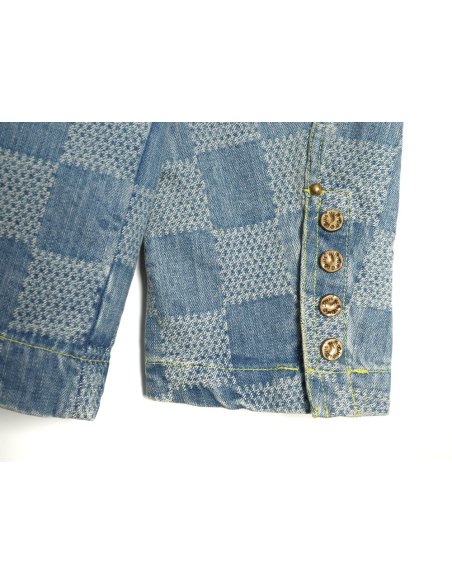 Louis Vuitton 24SS Checkerboard Collarless Denim Shirt Jacket,Louis Vuitton