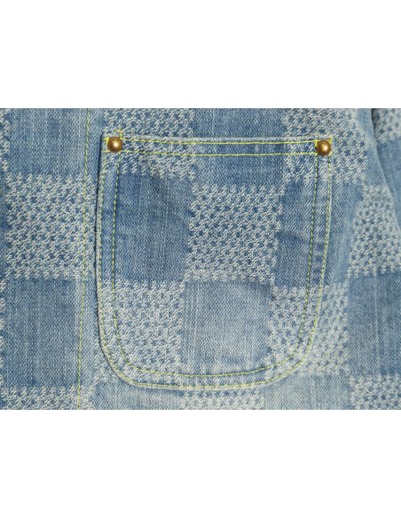 Louis Vuitton 24SS Checkerboard Collarless Denim Shirt Jacket,Louis Vuitton