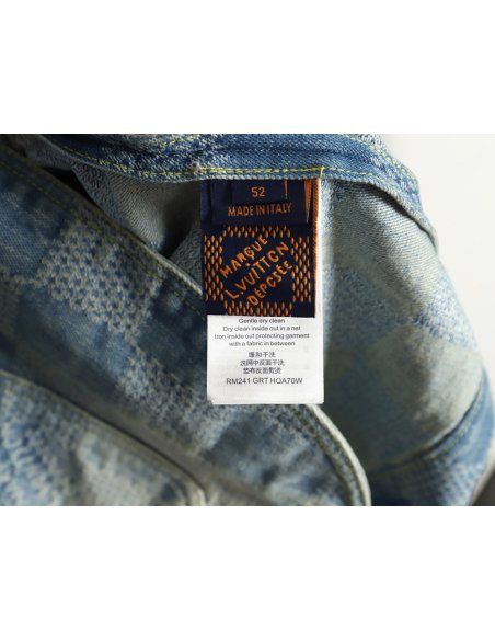 Louis Vuitton 24SS Checkerboard Collarless Denim Shirt Jacket,Louis Vuitton