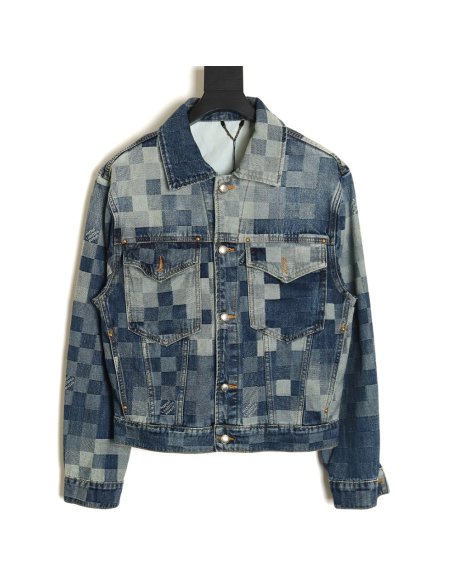 Louis Vuitton 24SS mosaic checkerboard denim jacket,Louis Vuitton