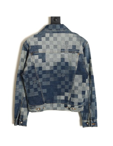 Louis Vuitton 24SS mosaic checkerboard denim jacket,Louis Vuitton