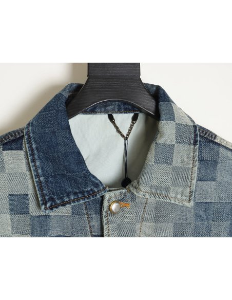 Louis Vuitton 24SS mosaic checkerboard denim jacket,Louis Vuitton
