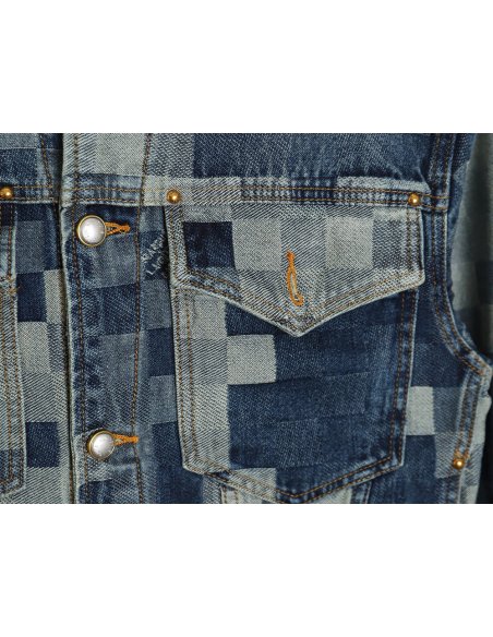 Louis Vuitton 24SS mosaic checkerboard denim jacket,Louis Vuitton