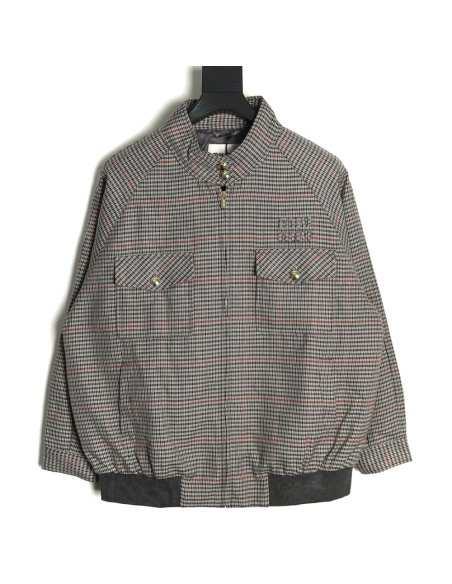 Miu Miu fine plaid stand collar zipper jacket,Miu Miu