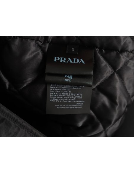 Prada removable hood regenerated nylon bomber jacket,Prada