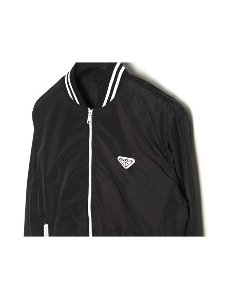 Prada triangle logo webbing woven zip-up jacket,Prada
