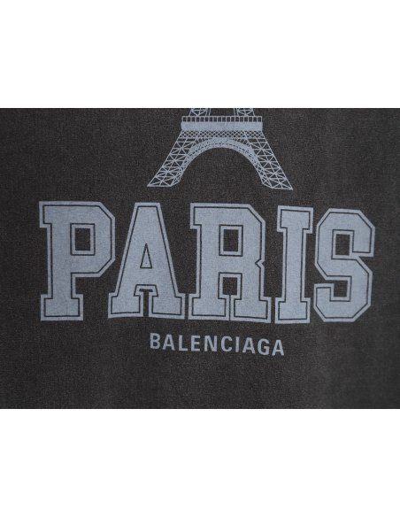 Balenciaga washed-out Paris Tower lettering short-sleeved T-shirt,Balenciaga