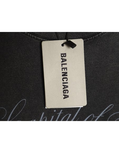 Balenciaga washed-out Paris Tower lettering short-sleeved T-shirt,Balenciaga