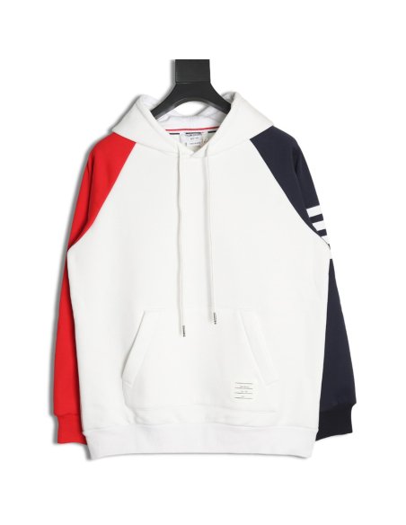 Thom Browne patchwork four-bar fleece hooded sweatshirt,Thom Browne
