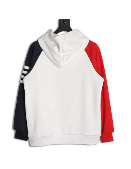 Thom Browne patchwork four-bar fleece hooded sweatshirt,Thom Browne