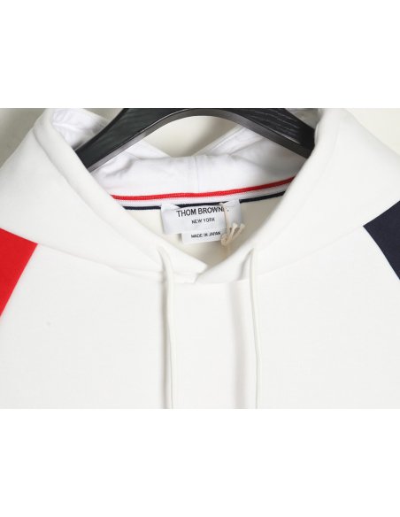 Thom Browne patchwork four-bar fleece hooded sweatshirt,Thom Browne