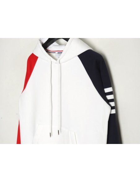 Thom Browne patchwork four-bar fleece hooded sweatshirt,Thom Browne