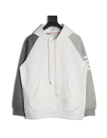 Thom Browne patchwork four-bar fleece hooded sweatshirt TSK1,Thom Browne