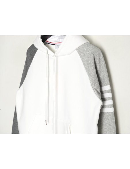 Thom Browne patchwork four-bar fleece hooded sweatshirt TSK1,Thom Browne