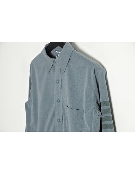 Thom Browne 23SS 4-Bar Smoked Flannel Long Sleeve Shirt Jacket,Thom Browne