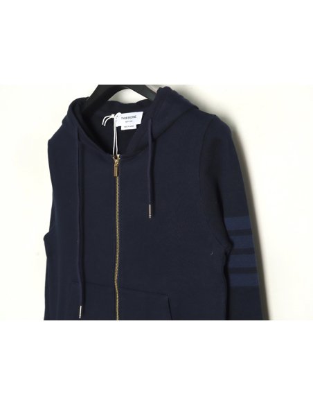 Thom Browne four-bar yarn-dyed zip-up jacket TSK1,Thom Browne