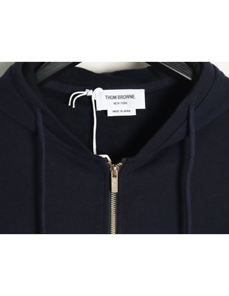 Thom Browne four-bar yarn-dyed zip-up jacket TSK1,Thom Browne