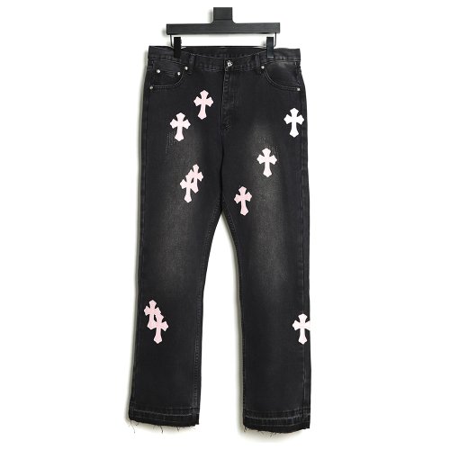 Chrome Hearts Classic Leather Label Cross Denim Trousers TSK2,Chrome Hearts
