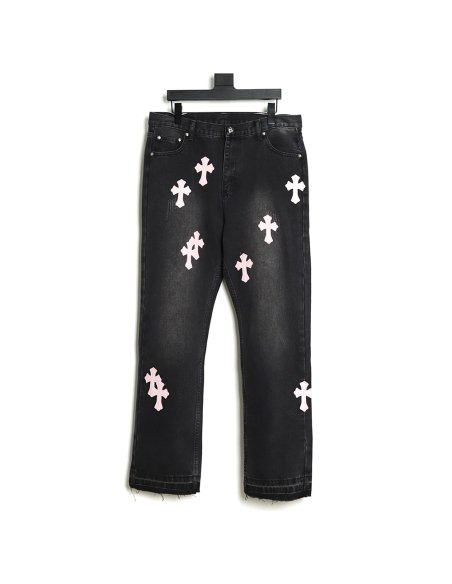 Chrome Hearts Classic Leather Label Cross Denim Trousers TSK2,Chrome Hearts