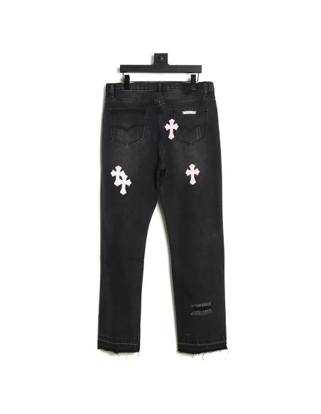 Chrome Hearts Classic Leather Label Cross Denim Trousers TSK2,Chrome Hearts