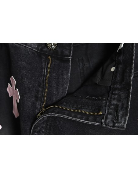 Chrome Hearts Classic Leather Label Cross Denim Trousers TSK2,Chrome Hearts