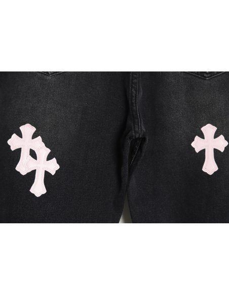 Chrome Hearts Classic Leather Label Cross Denim Trousers TSK2,Chrome Hearts