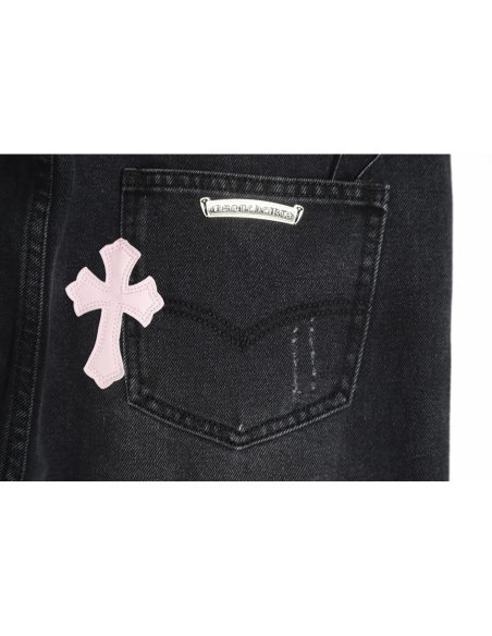 Chrome Hearts Classic Leather Label Cross Denim Trousers TSK2,Chrome Hearts