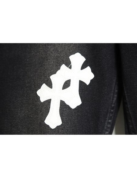 Chrome Hearts Classic Leather Label Cross Denim Trousers TSK3,Chrome Hearts