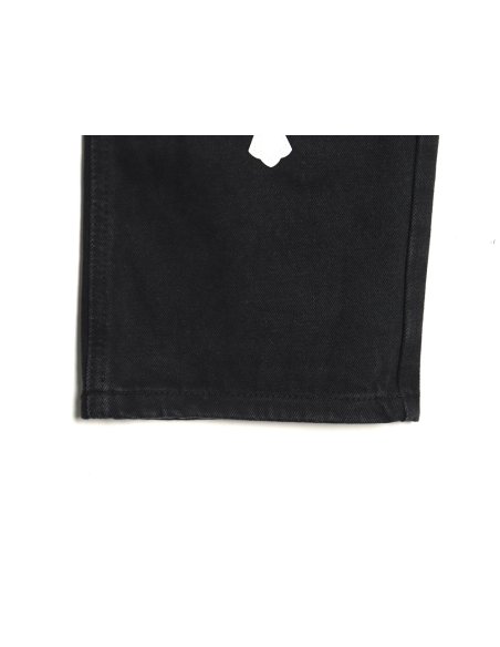 Chrome Hearts Sanskrit cross patch leather jeans TSK1,Chrome Hearts