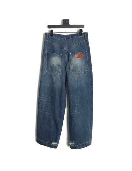Louis Vuitton Enamel Button Washed Distressed Cargo Jeans,Louis Vuitton