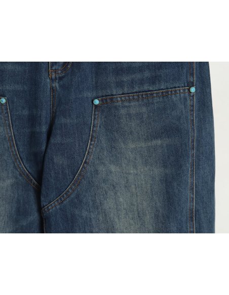 Louis Vuitton Enamel Button Washed Distressed Cargo Jeans,Louis Vuitton