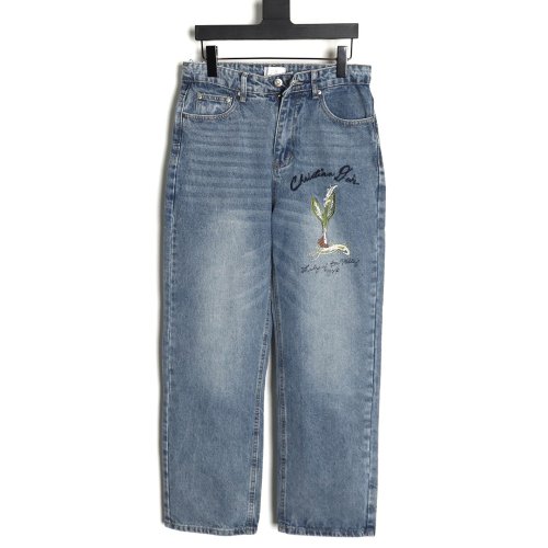 Dior embroidered letters floral jeans,Dior