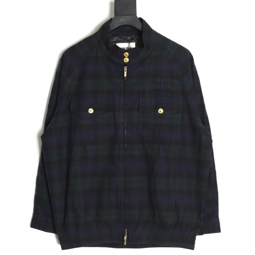 Miu Miu embroidered monogram check jacket,Miu Miu