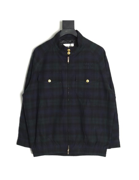 Miu Miu embroidered monogram check jacket,Miu Miu